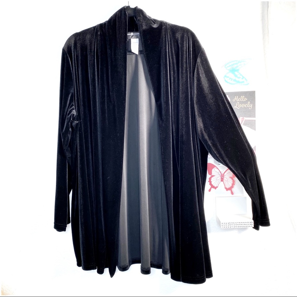 Sag Harbor long shrug velvet black open front